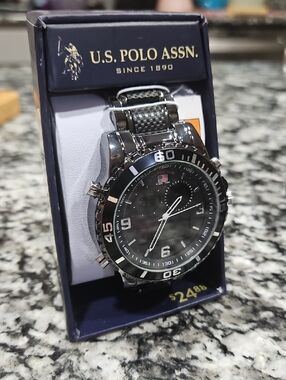 U.S. Polo Assn. Black Dial Men's Sport Watch with Silver Case